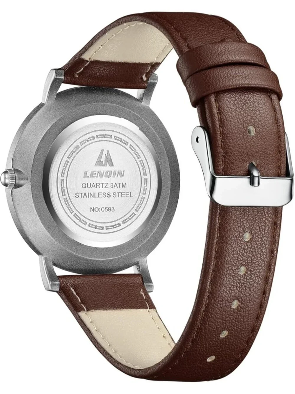 Men's Dark Brown And Blue Classic Waterproof Stainless Steel Analog Luxury Watch
